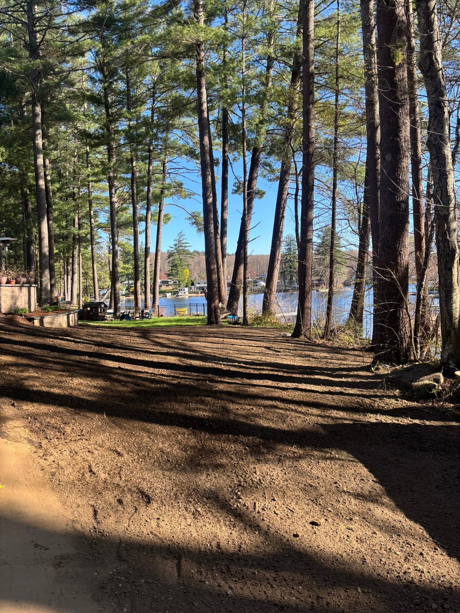 Wide view of fully restored Spencer, MA backyard